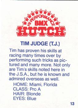 1984 Donruss BMX #13 Tim Judge Back